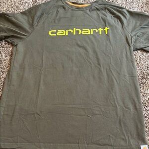 Carhartt Green Short Sleeve Tee with Yellow Logo